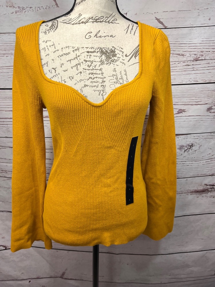 NWT Banana Republic Mustard‎ Pullover Sweater Ribbed Style Size Large